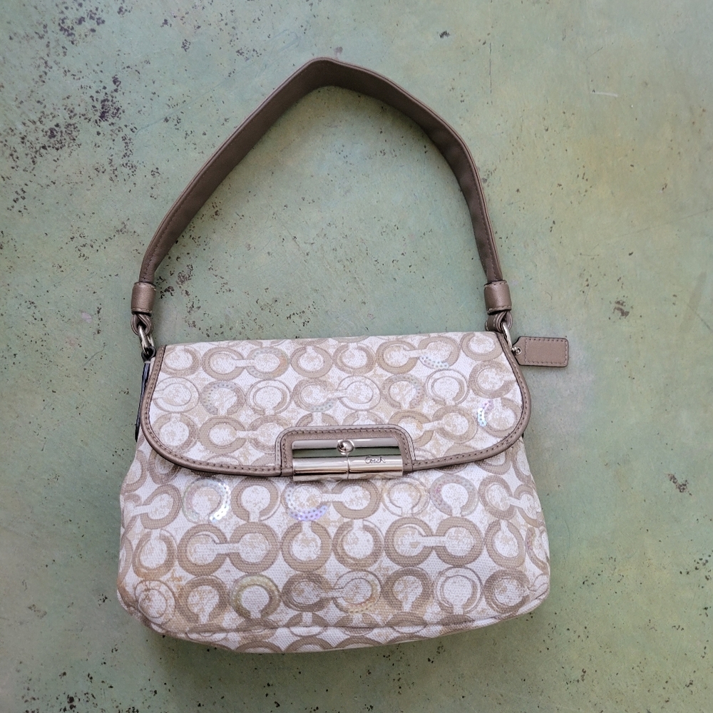 Coach mushroom sequin top handle purse